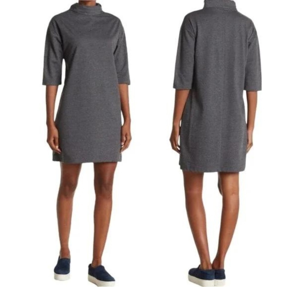 Stitchdrop Turtleneck Sweater Dress in Gray Size Medium